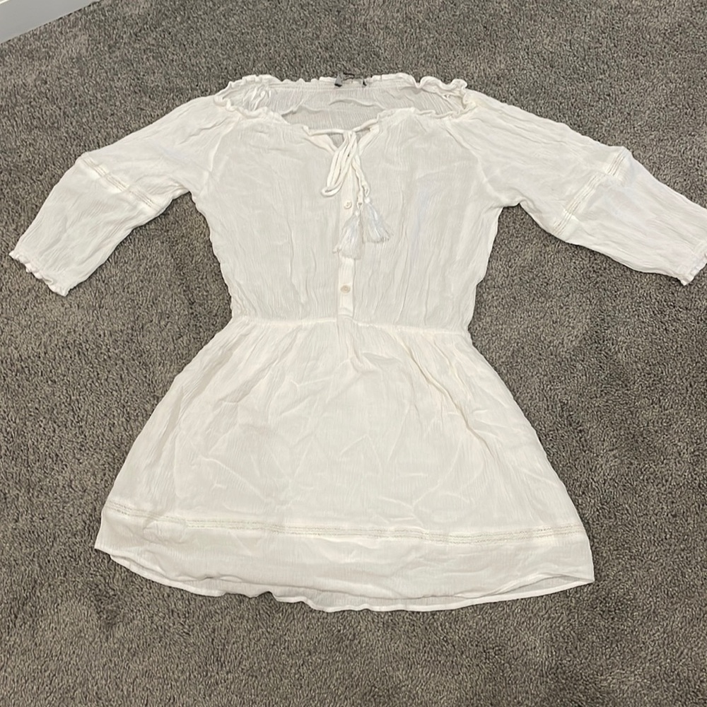 Lulus White Off-The-Shoulder Dress.